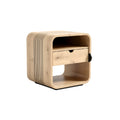 Modern Minimalist Wooden Nightstand with Curved Design and Drawer Storage