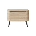 "Modern Wooden Storage Nightstand with Minimalist Design"