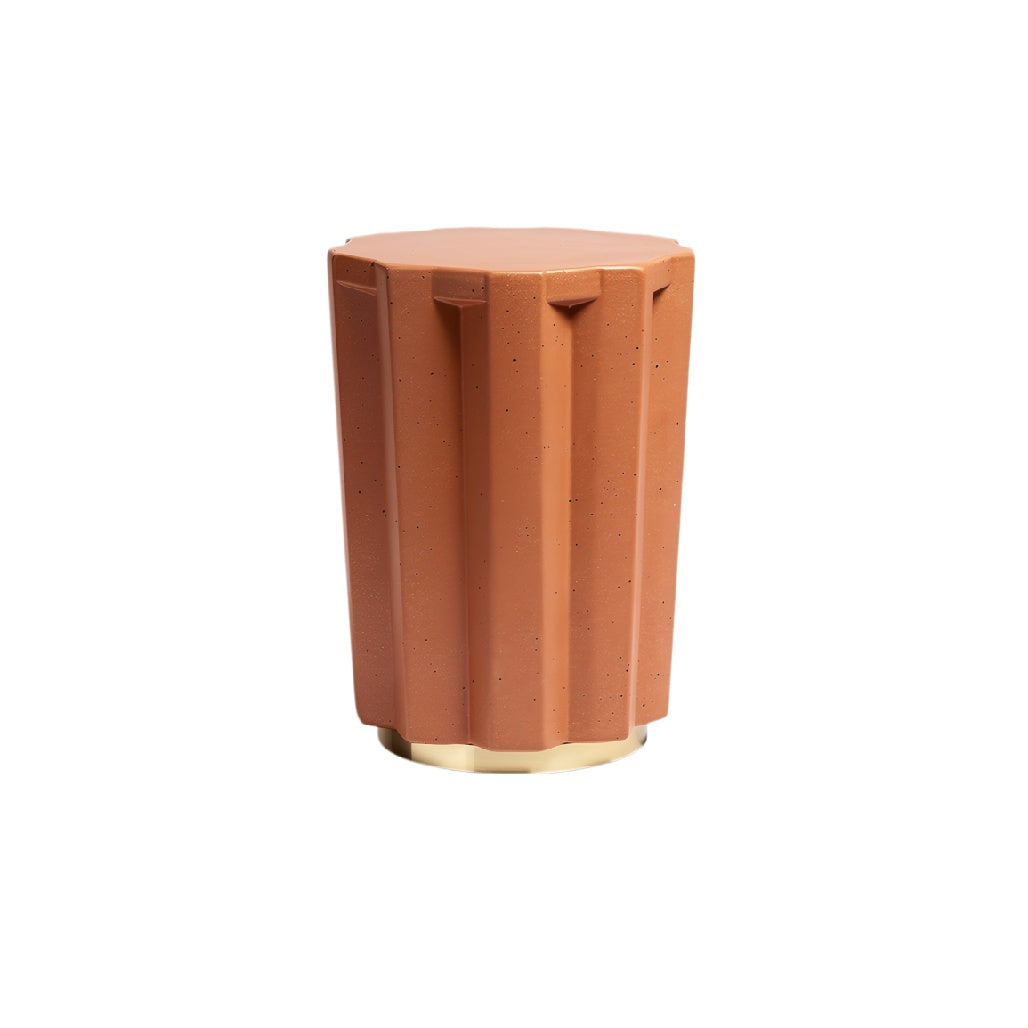 "Modern Geometric Ceramic Side Table with Textured Finish"
